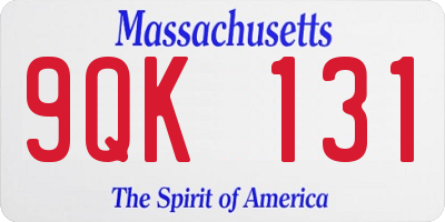 MA license plate 9QK131