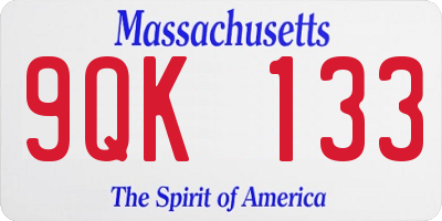 MA license plate 9QK133