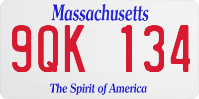 MA license plate 9QK134