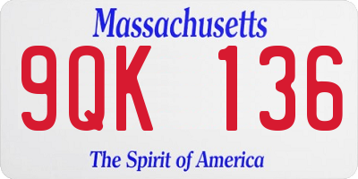 MA license plate 9QK136