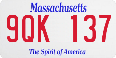 MA license plate 9QK137