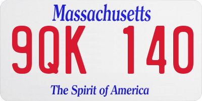 MA license plate 9QK140