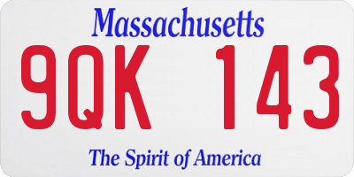 MA license plate 9QK143