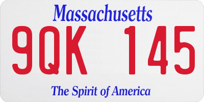 MA license plate 9QK145