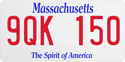 MA license plate 9QK150