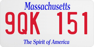 MA license plate 9QK151