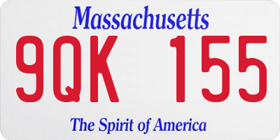MA license plate 9QK155