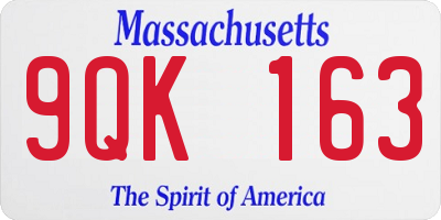 MA license plate 9QK163