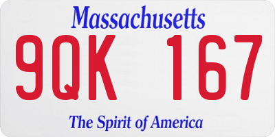 MA license plate 9QK167