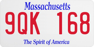 MA license plate 9QK168