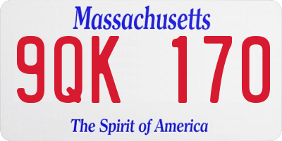 MA license plate 9QK170