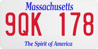MA license plate 9QK178