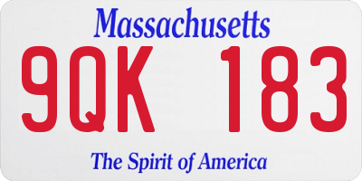 MA license plate 9QK183