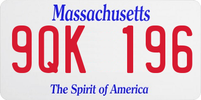 MA license plate 9QK196