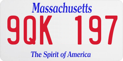 MA license plate 9QK197