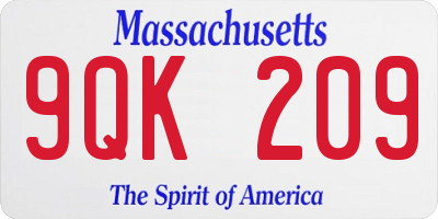 MA license plate 9QK209