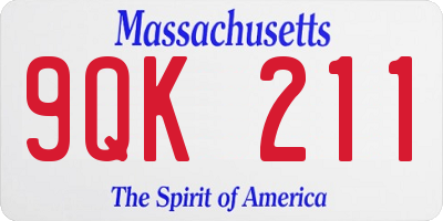 MA license plate 9QK211