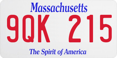 MA license plate 9QK215