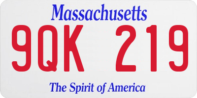 MA license plate 9QK219