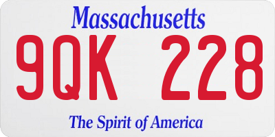 MA license plate 9QK228