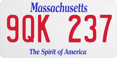 MA license plate 9QK237
