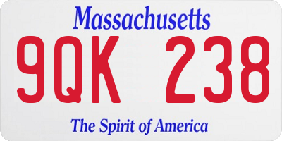 MA license plate 9QK238