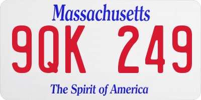 MA license plate 9QK249