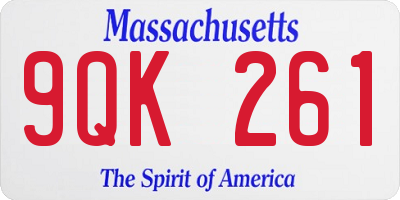 MA license plate 9QK261