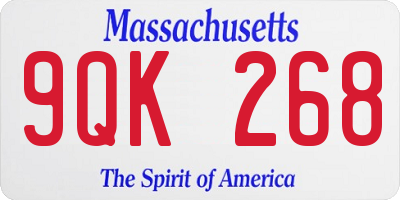 MA license plate 9QK268