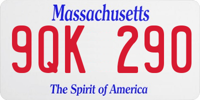 MA license plate 9QK290