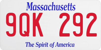 MA license plate 9QK292