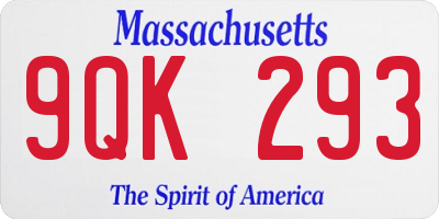 MA license plate 9QK293