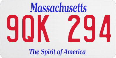 MA license plate 9QK294