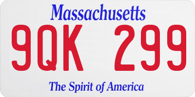 MA license plate 9QK299