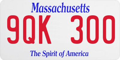 MA license plate 9QK300