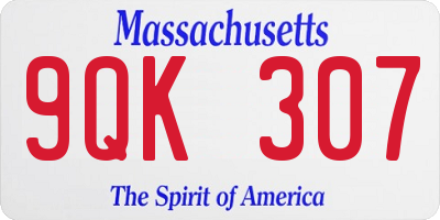 MA license plate 9QK307