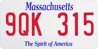MA license plate 9QK315