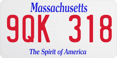 MA license plate 9QK318