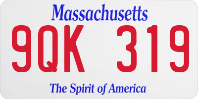 MA license plate 9QK319