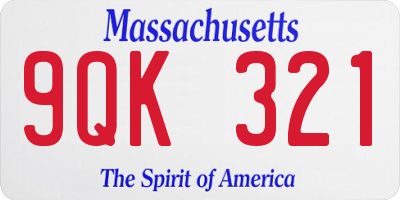 MA license plate 9QK321