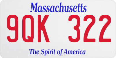 MA license plate 9QK322