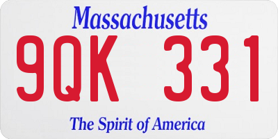 MA license plate 9QK331