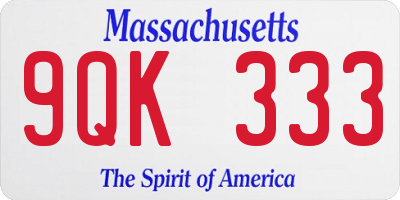 MA license plate 9QK333