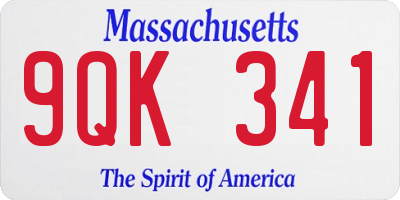 MA license plate 9QK341