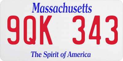 MA license plate 9QK343