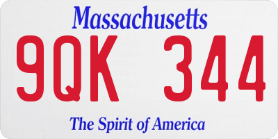 MA license plate 9QK344