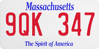 MA license plate 9QK347
