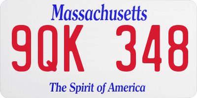 MA license plate 9QK348