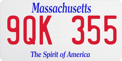 MA license plate 9QK355