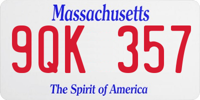 MA license plate 9QK357